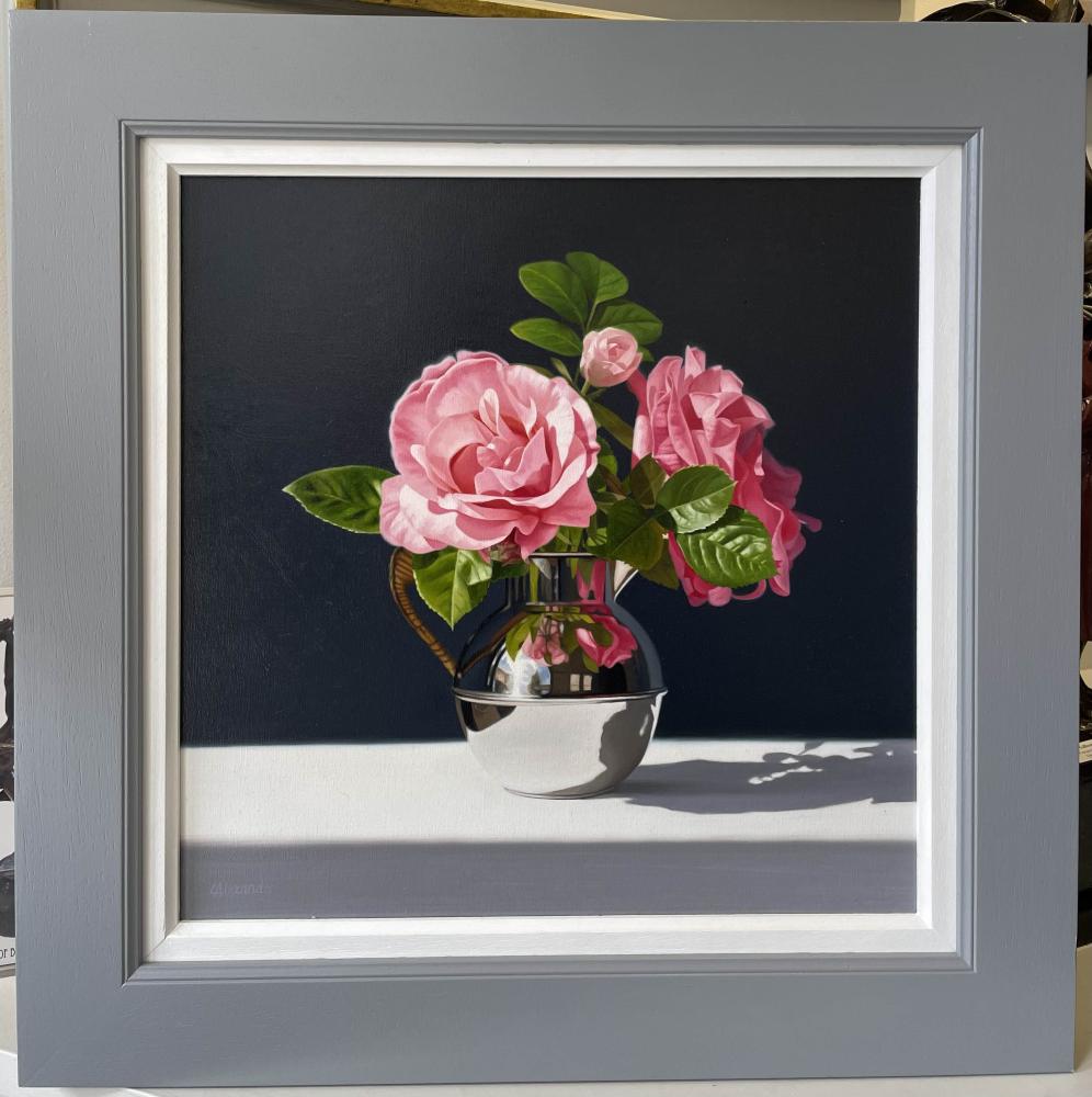 Linda Alexander ROI Pink Roses in a Guernsey Jug