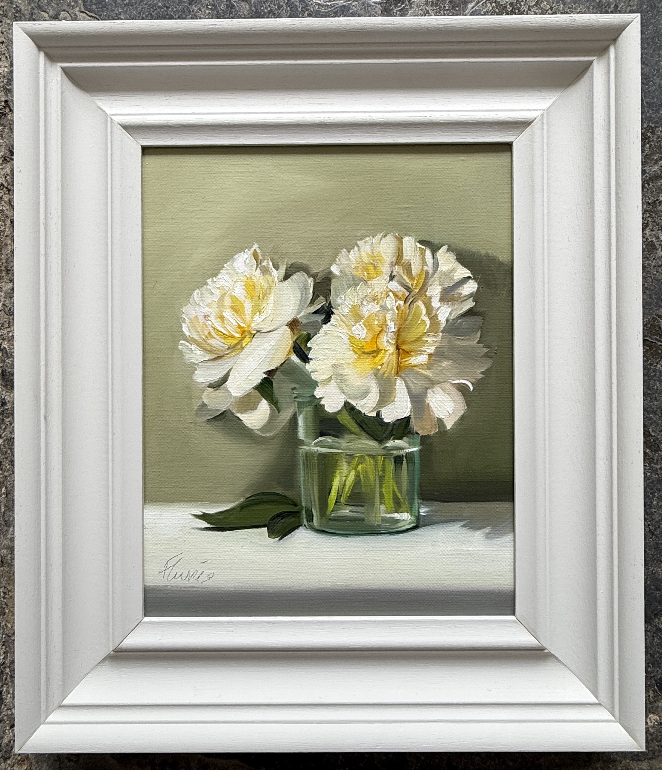 Francesca Currie RBSA Peonies on Vert