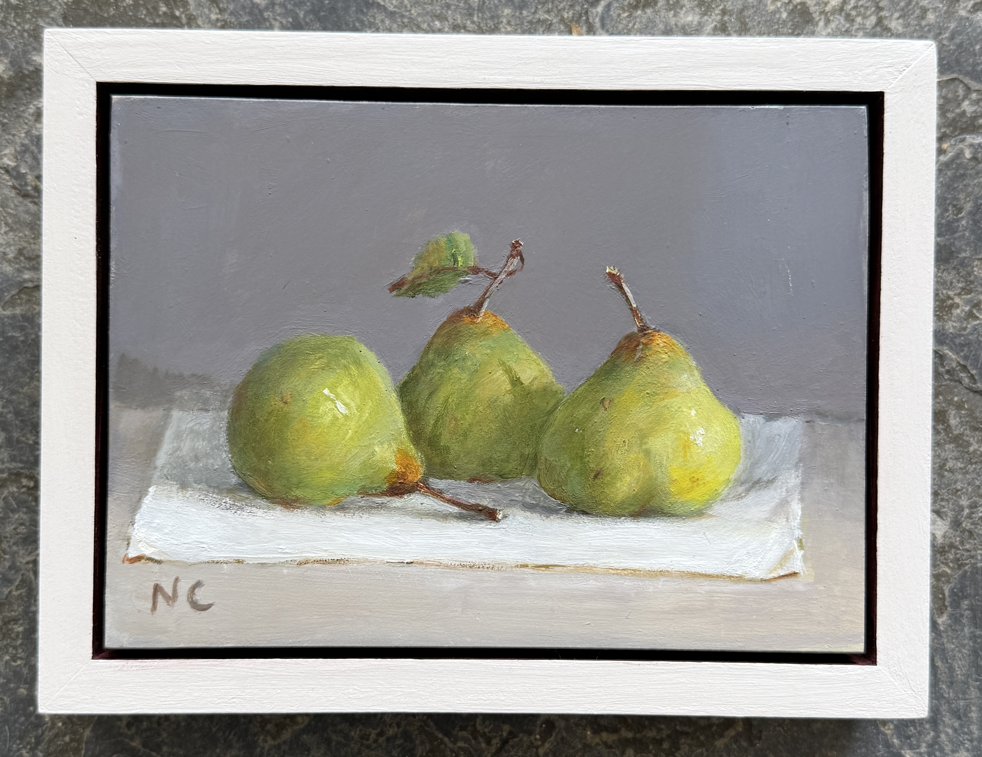 Nellie Crawford Three Pears on Linen
