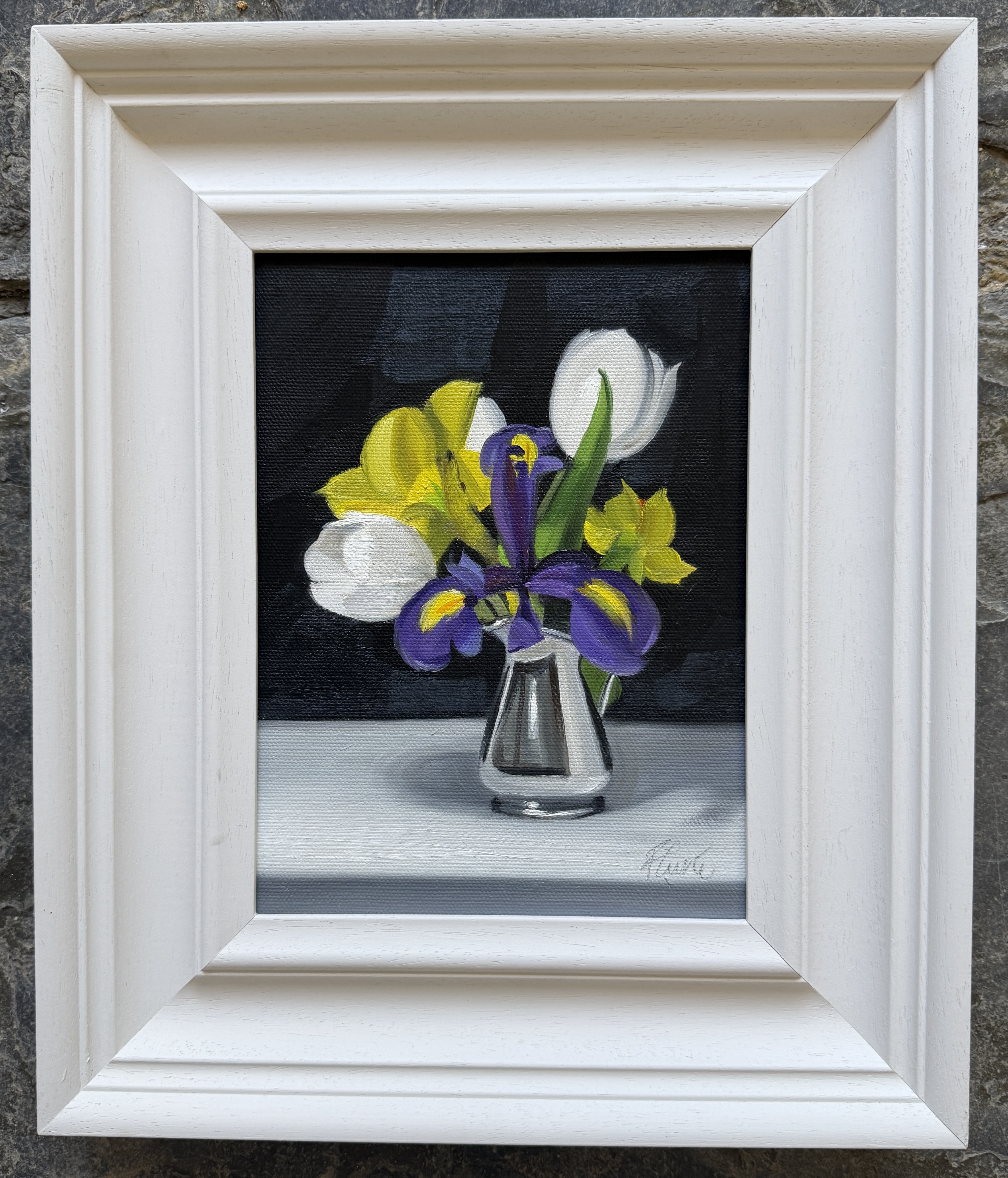 Francesca Currie RBSA Iris Arrangement in Silver Jug