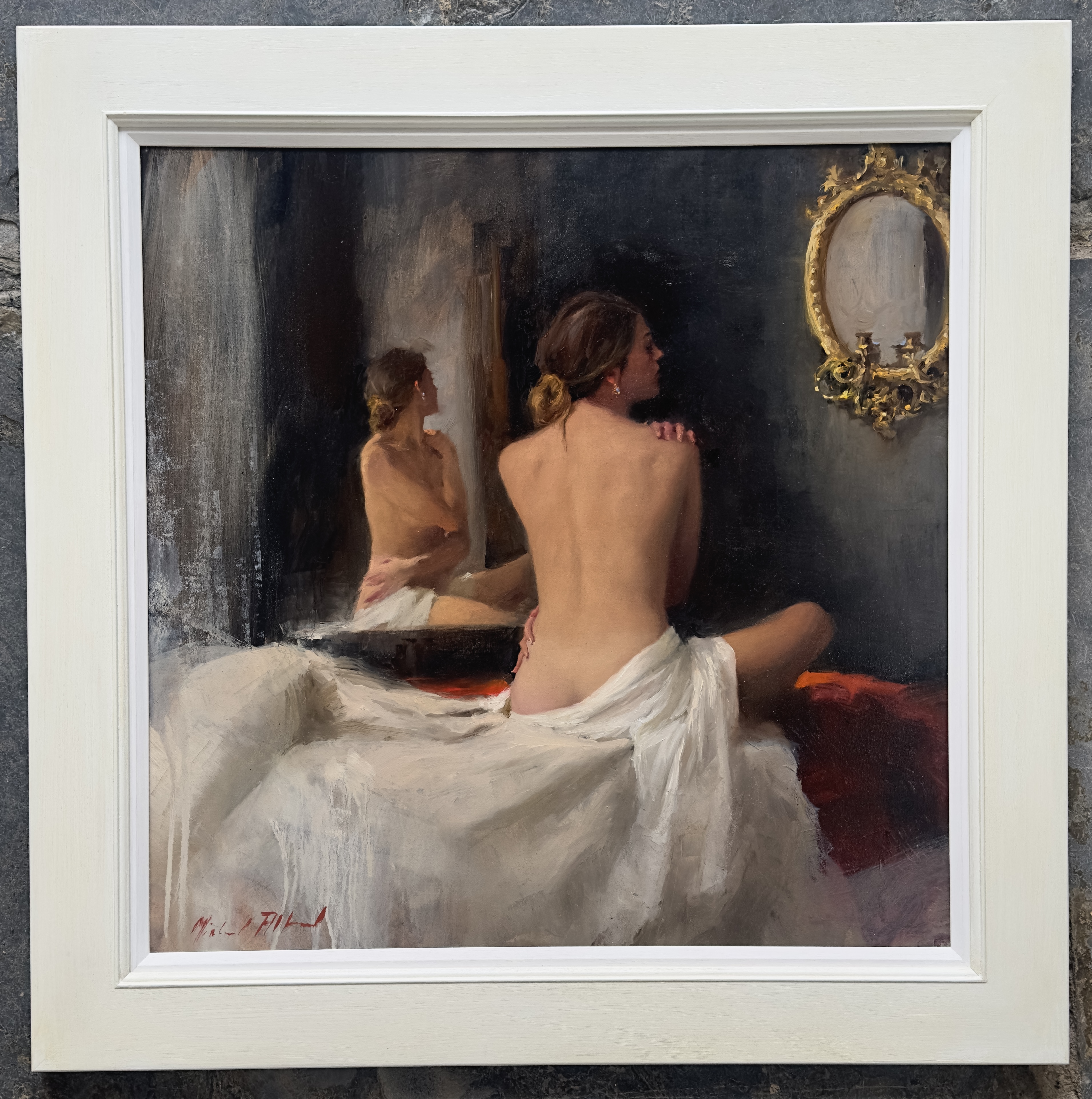 Michael  Alford  Seated Nude with Girondelle Mirror I