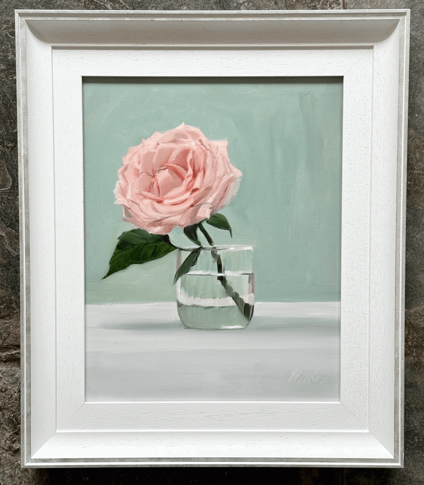 Francesca Currie RBSA Pink Rose in Glass
