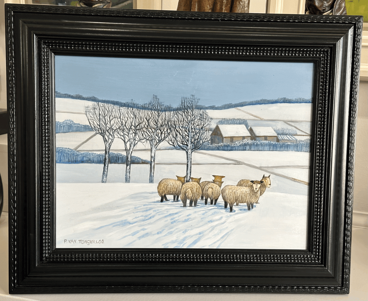 Peter  Van Tongerloo Winter Landscape with Sheep